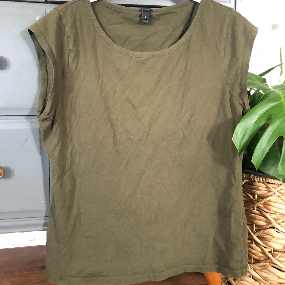 J.Crew Olive Green Cap Sleeve Tee
